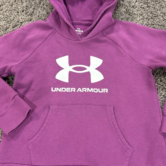 Girls Under Armour Kids Hoodie in Vibrant Purple, size medium - Picture 2 of 5